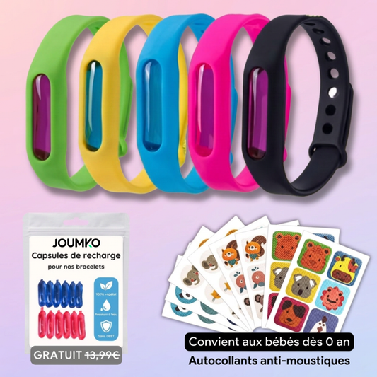 Kit familial (5 bracelets et 50 autocollants anti-moustiques) Joumko